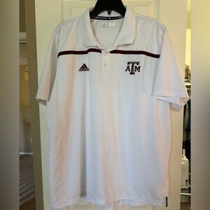 Adidas White Texas A&M polo